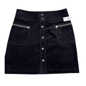 Gap Skirt Size 29 Tall Black Velveteen Snap Front A Line Zip Cargo Pockets New